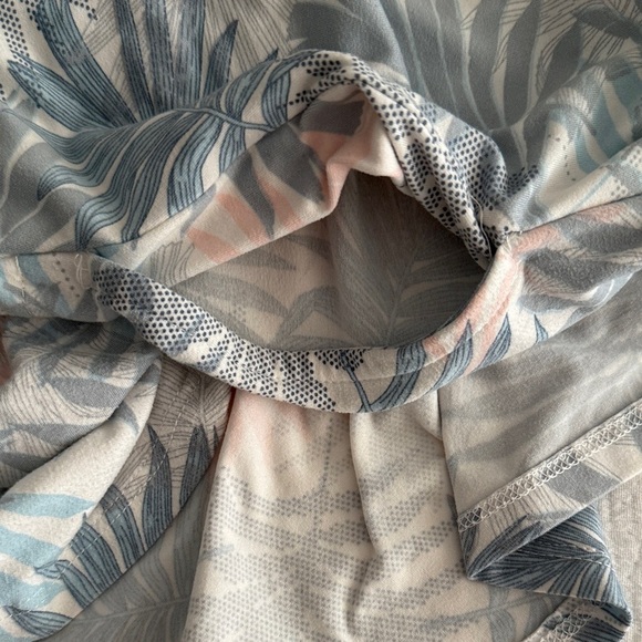 Tahari Blue and Pink Palm Leaf Print Midi Dress - Picture 10 of 10